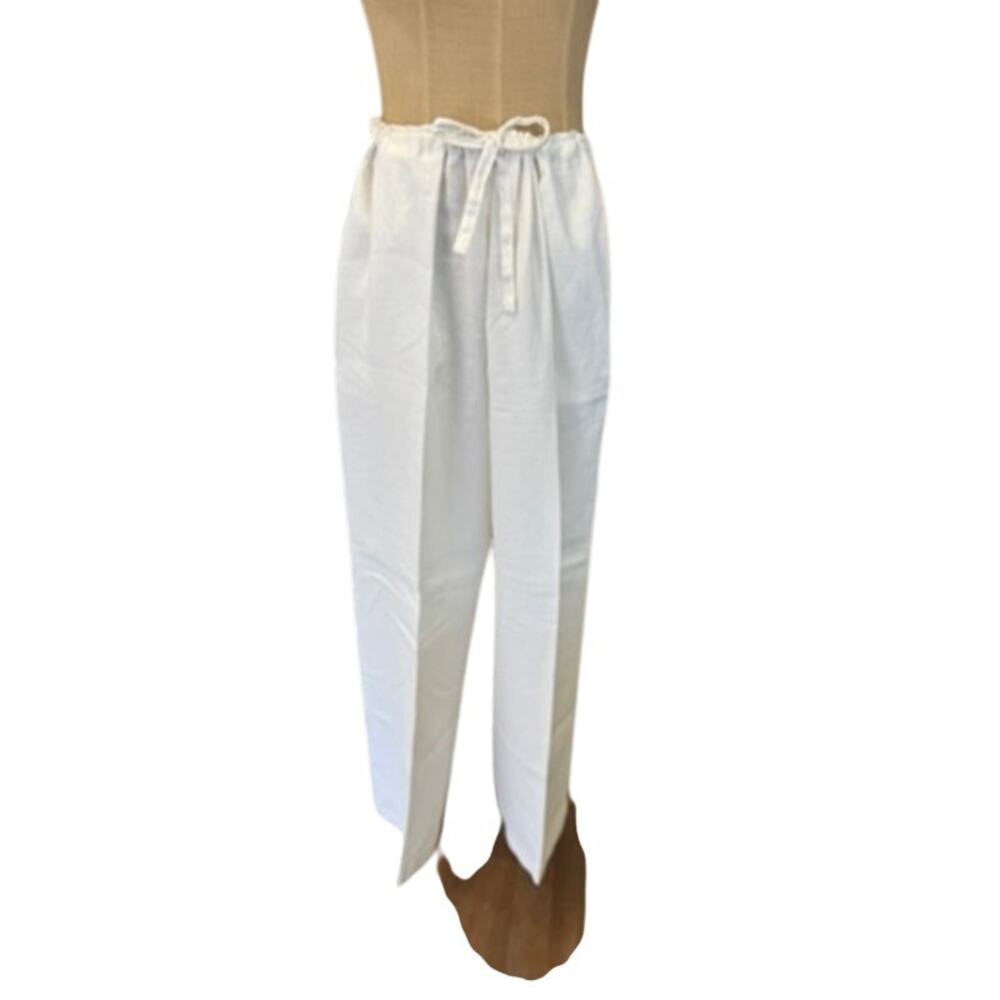 "DKNY CLASSIC"‎ 100% Linen Dry Cleaned Drawstring Pants SZ L Pockets Yacht Club